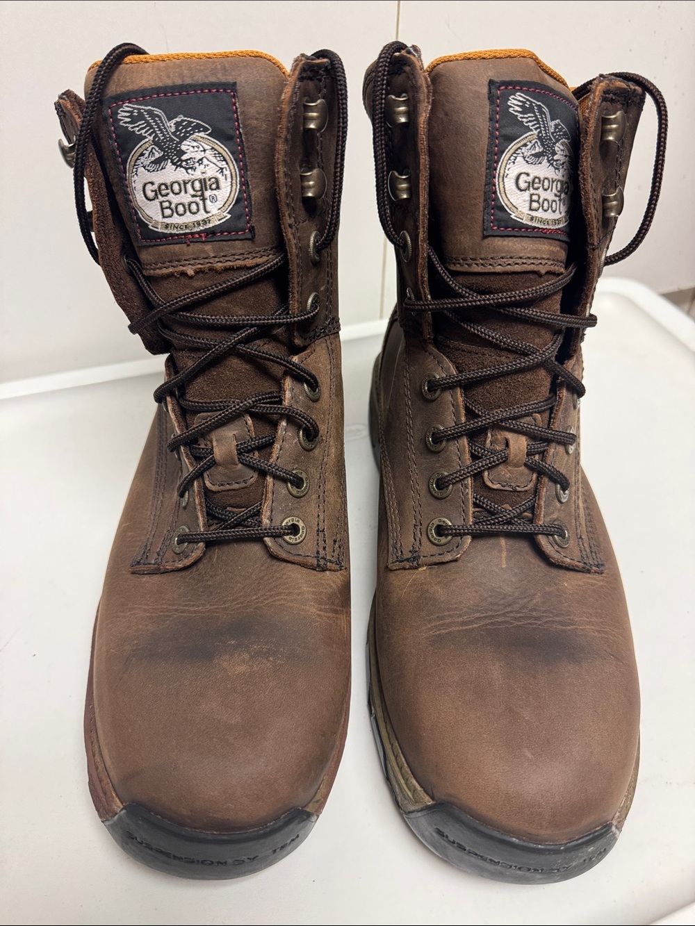 Georgia Boot Brown Leather Waterproof Work Boots